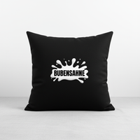 Kissen Bubensahne in Schwarz mit weißem Splash-Logo